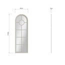 Narrow Arched Window Mirror Distressed White 60 x 3 x 180 cm