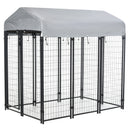 PawHut Outdoor Dog Kennel, Metal Dog Run with Canopy, 120 x 120 x 138cm