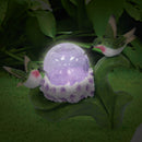Silver & Stone Outdoor Solar Ornament Hummingbirds with Crackle Ball - Purple Flowers