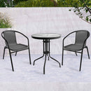 Silver & Stone Milano Rattan Bistro 3 Piece Furniture Set - Grey