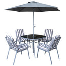 Silver & Stone Windsor Premium Padded 6 Piece Table & Chair Set- Grey