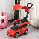 HOMCOM Kids Ride On Push Along Mercedes with Canopy - Red
