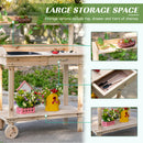 Outsunny Wooden Potting Bench Work Table with 2 Removable Wheels, Sink, Drawer & Large Storage Spaces, 92x45x119cm