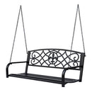 Outsunny Outdoor Steel Fleur-De-Lis Porch Swing Garden Hanging Bench Black