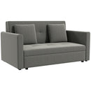 HOMCOM 2 Seater Sofa Bed, Convertible Bed Settee, Modern Fabric Loveseat Sofa Couch with 2 Cushions, Hidden Storage for Living Room, Guest Room, Light Grey
