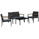 Outsunny 4-Piece Cushioned Outdoor Rattan Wicker Chair and Loveseat Furniture