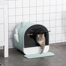 PawHut Cat Litter Box Kitten Litter Tray w/ Lid, Scoop, Filter, Flap Door