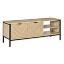 Double Door TV Cabinet Stand with Adjustable Storage Shelves Entertainment Unit Center Home Furniture, for Living Room Bedroom, Natural Shelves