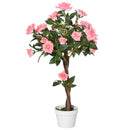 Outsunny Artificial Rose Tree and Planter for Indoor & Outdoor use - Pink and Green