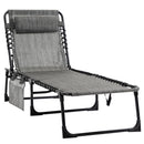 Outsunny Lounger Folding Reclining Camping Bed 5-position Adjustable Mixed Grey