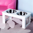 PawHut Raised Dog Bowls Pet Feeder Elevated Double Stainless Steel Water White