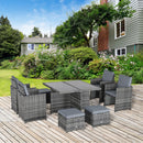 Outsunny Rattan Dining Set Garden Furniture Cube Table Chair Stool Cushion Seat