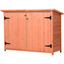 Outsunny Low Wide Wood Garden Shed Outdoor Storage w/ 2 Shelves
