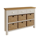 Beverley Dove Grey Storage Cabinet Unit 3 Drawer 6 Basket 110 x 30 x 75 cm