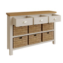 Beverley Dove Grey Storage Cabinet Unit 3 Drawer 6 Basket 110 x 30 x 75 cm
