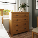 Hemsworth Rustic Oak  Chest of Drawers 2 Over 3 80 x 40 x 95 cm