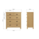 Hemsworth Rustic Oak  Chest of Drawers 2 Over 3 80 x 40 x 95 cm