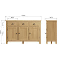 Hemsworth Rustic Oak  Sideboard with 3 Doors 130 x 40 x 85 cm