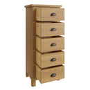 Hemsworth Rustic Oak  Chest of 5 Drawers - Narrow 50 x 36 x 115 cm