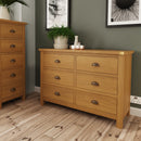 Hemsworth Rustic Oak  Chest of 6 Drawers 115 x 40 x 78 cm