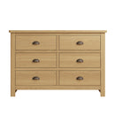 Hemsworth Rustic Oak  Chest of 6 Drawers 115 x 40 x 78 cm