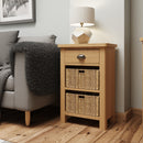 Hemsworth Rustic Oak  Cabinet 1 Drawer 2 Basket 50 x 30 x 75 cm