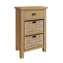 Hemsworth Rustic Oak  Cabinet 1 Drawer 2 Basket 50 x 30 x 75 cm