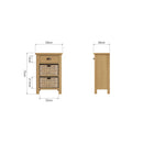 Hemsworth Rustic Oak  Cabinet 1 Drawer 2 Basket 50 x 30 x 75 cm