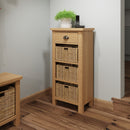 Hemsworth Rustic Oak  Cabinet 1 Drawer 3 Basket 50 x 30 x 100 cm
