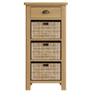 Hemsworth Rustic Oak  Cabinet 1 Drawer 3 Basket 50 x 30 x 100 cm