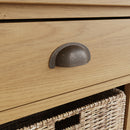 Hemsworth Rustic Oak  Cabinet 1 Drawer 3 Basket 50 x 30 x 100 cm