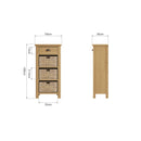 Hemsworth Rustic Oak  Cabinet 1 Drawer 3 Basket 50 x 30 x 100 cm
