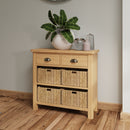 Hemsworth Rustic Oak Storage Cabinet 2 Drawer 4 Basket 80 x 30 x 75 cm