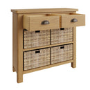 Hemsworth Rustic Oak Storage Cabinet 2 Drawer 4 Basket 80 x 30 x 75 cm