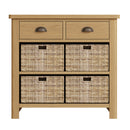 Hemsworth Rustic Oak Storage Cabinet 2 Drawer 4 Basket 80 x 30 x 75 cm
