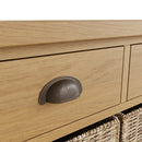 Hemsworth Rustic Oak Storage Cabinet 2 Drawer 4 Basket 80 x 30 x 75 cm