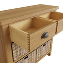Hemsworth Rustic Oak Storage Cabinet 2 Drawer 4 Basket 80 x 30 x 75 cm