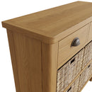 Hemsworth Rustic Oak Storage Cabinet 2 Drawer 4 Basket 80 x 30 x 75 cm