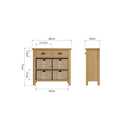Hemsworth Rustic Oak Storage Cabinet 2 Drawer 4 Basket 80 x 30 x 75 cm