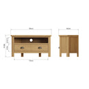 Hemsworth Rustic Oak  Corner TV Unit 90 x 44 x 48 cm