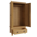 Hemsworth Rustic Oak  Wardrobe Double with Drawer 90 x 52 x 185 cm