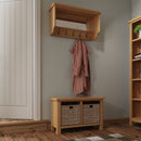 Hemsworth Rustic Oak  Wall Coat Rack with Mirror 80 x 15 x 50 cm