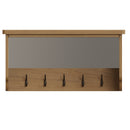 Hemsworth Rustic Oak  Wall Coat Rack with Mirror 80 x 15 x 50 cm