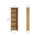 Hemsworth Rustic Oak  Bookcase Large 60 x 25 x 180 cm