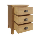 Hemsworth Rustic Oak  Bedside Table with 3 Drawers 42 x 35 x 58 cm