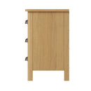 Hemsworth Rustic Oak  Bedside Table with 3 Drawers 42 x 35 x 58 cm