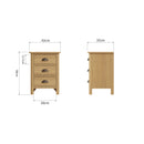 Hemsworth Rustic Oak  Bedside Table with 3 Drawers 42 x 35 x 58 cm