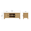 Hemsworth Rustic Oak  TV Unit Large 120 x 38 x 45 cm