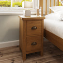 Hemsworth Rustic Oak  Bedside Table with 2 Drawers 35 x 32 x 58 cm