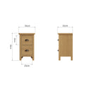 Hemsworth Rustic Oak  Bedside Table with 2 Drawers 35 x 32 x 58 cm